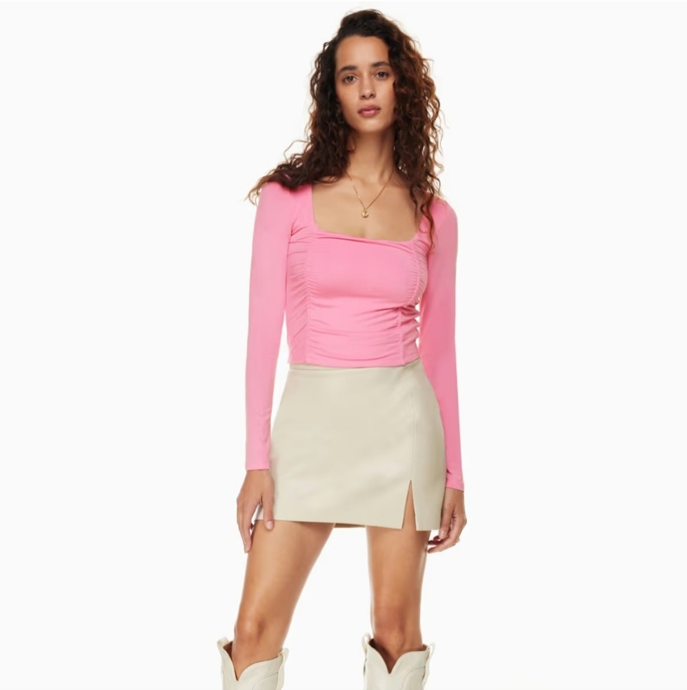 Aritzia Wilfred Hot Pink "Lydia" Long Sleeve Top Size S *NEW WITH TAGS*